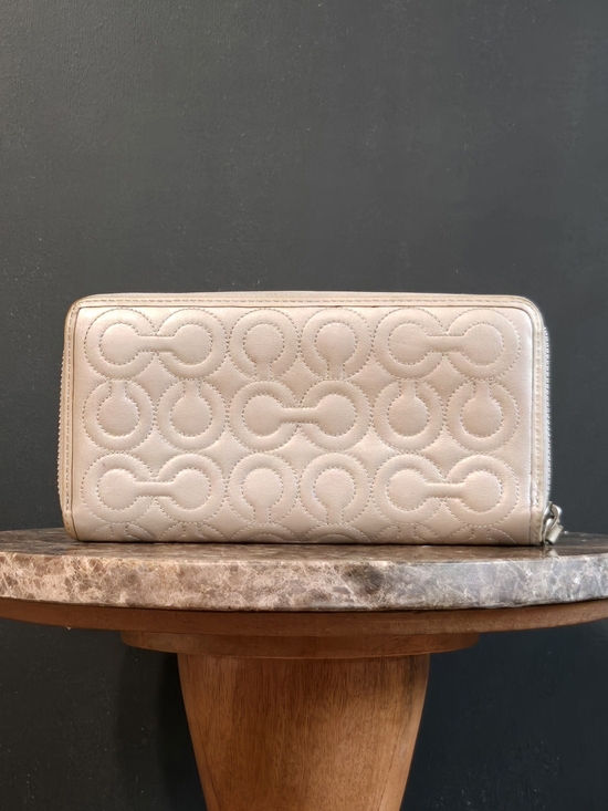 Coach Handbags - coach | zip around wallet | monogram | silver | metallic finish | vintage